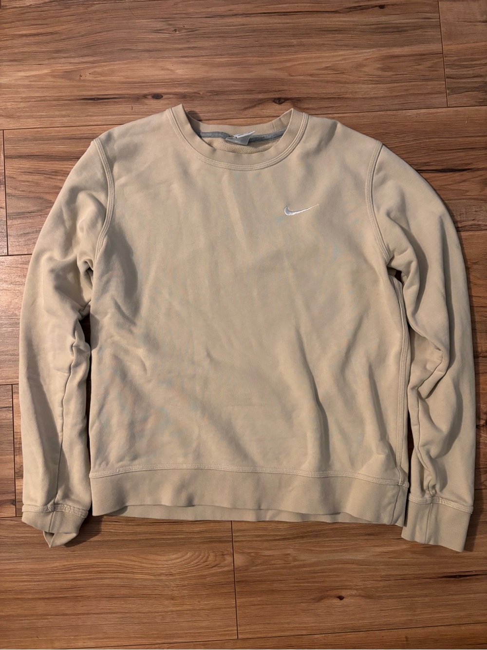 Nike Beige Crewneck Sweatshirt with White Swoosh
